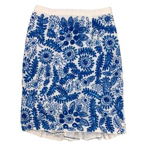Anthropologie Moulinette Soeurs Embroidered Sequin Pencil Skirt Feminine Floral